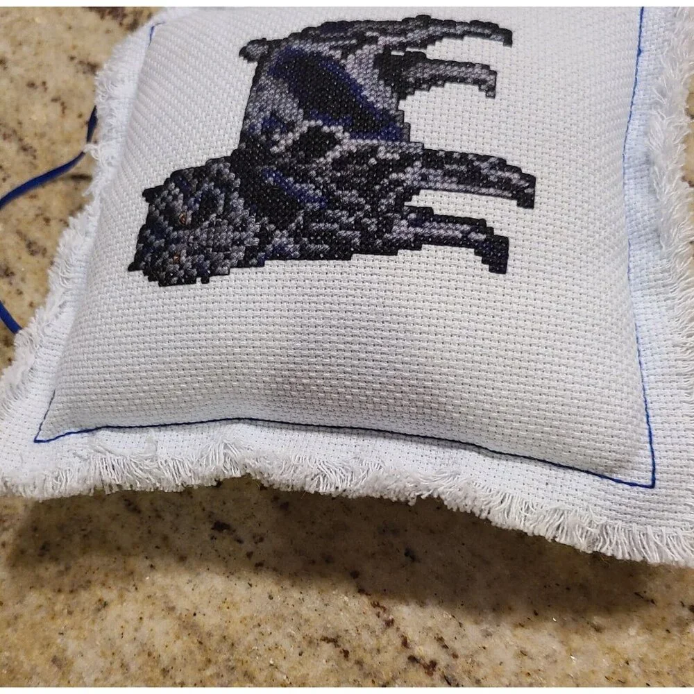 Affenpinsch Needlepoint Cross Stitch Mini Pillow Door Knob Hanger Blue Fur Baby